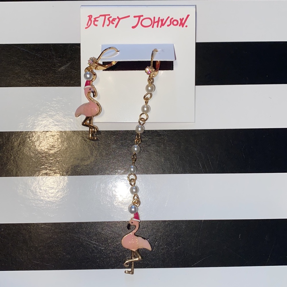 Betsey Johnson Short/Long Flamingo Earrings - Picture 7 of 9